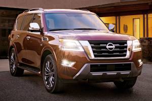 Along with its redesigned front end, the 2021 Armada is the first Nissan vehicle to wear the company’s new logo. (Nissan) 20210607
