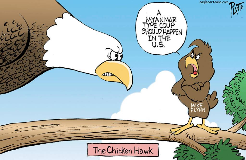 Flynn calls for a coup, Lt. General Michael Flynn, National Security Advisor,  pardoned/confessed felon, conversations with Sergey Kislyak, lied to FBI, guilty plea, pledged, oath, pro-Trump QAnon, conspiracy theory