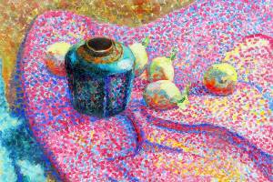 Louise Crow’s “Untitled” pointilist composition circa 1918 is featured in the “Origins: Northwest Abstract Art” exhibition at Cascadia Art Museum in Edmonds.