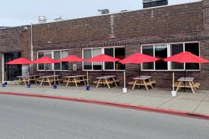 Mukilteo’s Diamond Knot Brewery & Alehouse before the state made them remove the six tables for outside dining because the sidewalk is on park property. (Diamond Knot)