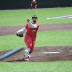 Everett Community Colleges Kaylie Hoskins, a Lake Stevens High School graduate, fires a pitch during the Trojans 9-5 victory over Skagit Valley on May 31 in Anacortes. (Daniel Acosta / Everett Community College)