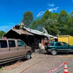 A house fire displaced seven people and killed one dog Saturday, June 12, 2021, on Chain Lake Road in Monroe. (Snohomish Regional Fire & Rescue)