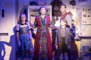 Isabella Corsaro (Heidi), Kate Jaeger (Gretl), Jonas Winburn (Günter) and Kevin Vortmann (Hansel) star in Village Theatre’s production of “Hansel & Gretl & Heidi & Günter.” (Mark Kitaoka / Village Theatre)