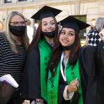 Teacher Rochelle Schultz (left) takes a selfie with Layla Ozturk and Angelica Zamora before Sequoia High holds its graduation ceremony Thursday in Everett. (Andy Bronson / The Herald)