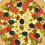 pizza with cheese. vector illustration on white background