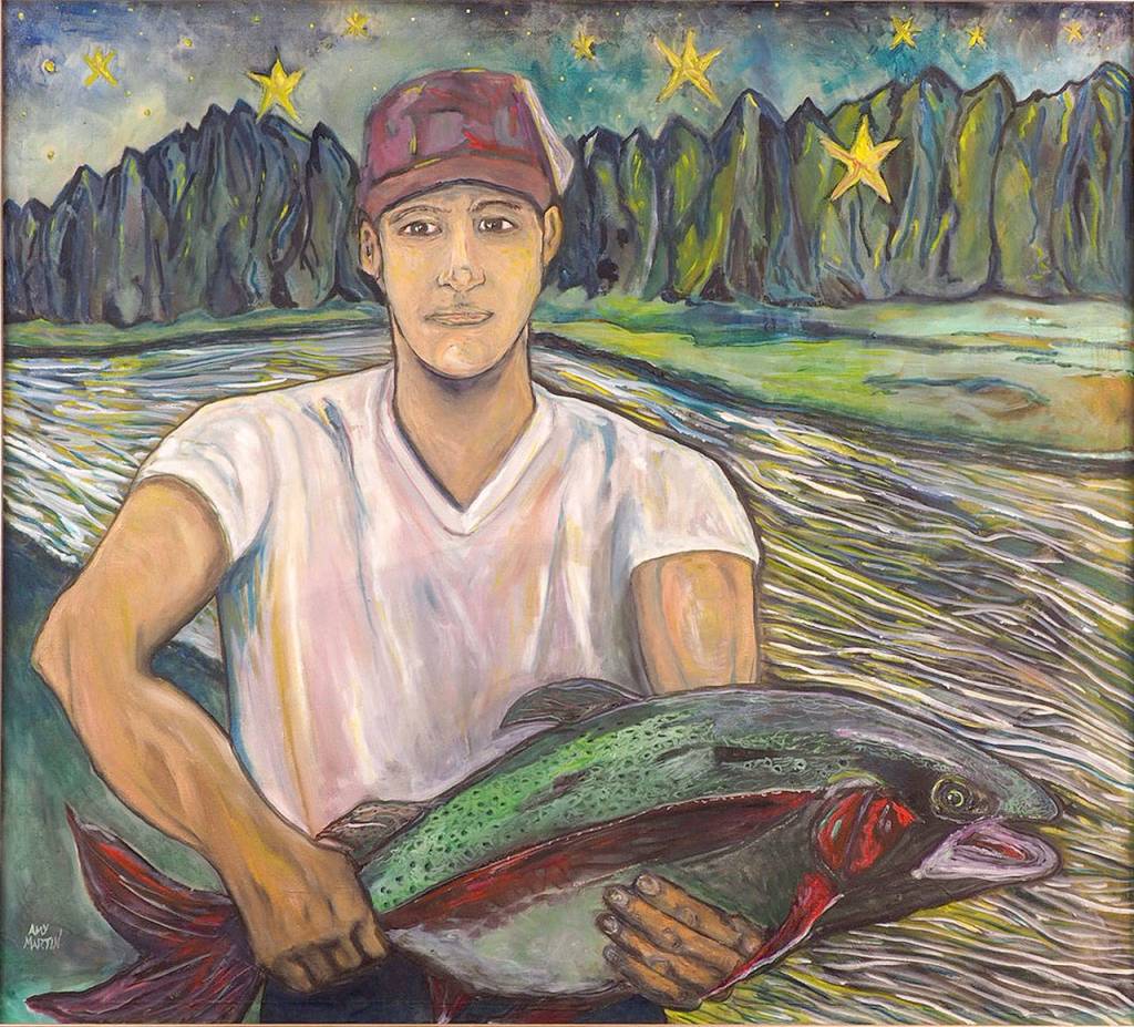 Amy Martins Twilight Fishing in oil is based on an old photo of her father.