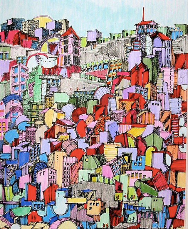 Ink on Lenin in pen and ink by John Hadley.