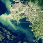 Point Roberts dangles below the 49th parallel  the line of latitude that was established in 1846 as the political boundary between the northwestern United States and Canada. (NASA)