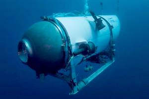 This undated photo provided by OceanGate Expeditions in June 2021 shows the company's Titan submersible. The undersea exploration company plans to dive to the sunken Titanic as early as Wednesday, June 30, 2021, to begin what’s expected to be an annual chronicling of the shipwreck’s ongoing deterioration. (OceanGate Expeditions via AP)