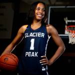 Glacier Peak senior Aaliyah Collins averaged 16 points, four assists, and three steals in the Grizzles undefeated 9-0 season. Collins will attend Chicago State University in the fall and is The Heralds 2021 All-Area Girls Basketball Player of the Year. (Kevin Clark / The Herald)