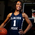 Aaliyah Collins, Glacier Peak senior, averaged 16 points, 4 assists, and 3 steals in the Grizzles undefeated 9-0 season. Collins will attend Chicago State University in the fall and is The Herald's girl basketball Player of the Year. (Kevin Clark / The Herald)