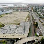 The warehouse (lower left) and vacant land of the former Kimberly-Clark paper mill on the Everett waterfront. (Chuck Taylor / Herald file)