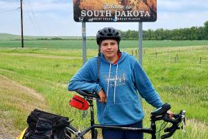 Deven Boyce, 14, of Mukilteo on his cross-country bike ride. (Jon Boyce)