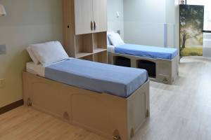 The new 24-bed inpatient behavioral health unit features rocking chairs, nature photos, and difficult to move furniture meant to avoid self-harm. It opened July 1. (Providence Regional Medical Center Everett)