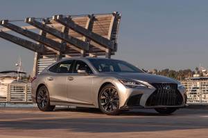 The 2021 Lexus LS 500 F Sport includes a unique grille and 20-inch wheels. (Manufacturer photo)
