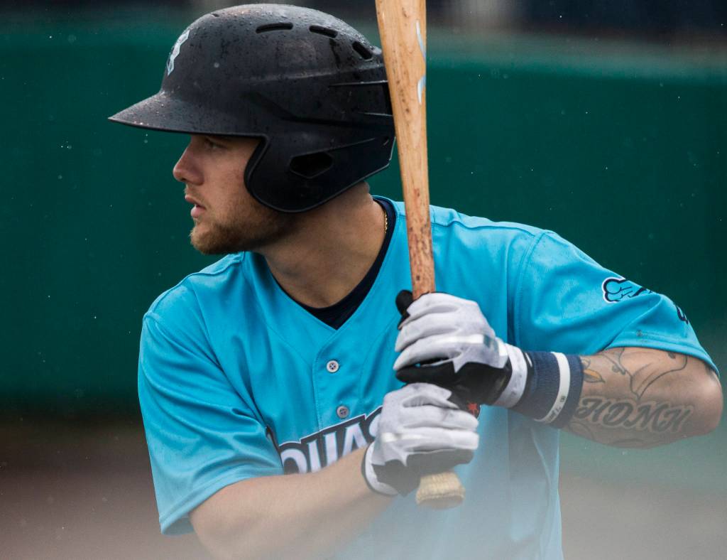 Kaden Polcovich, photographed earlier this season, went 9-for-18 with three triples in this past weeks series against Eugene. (Olivia Vanni / The Herald)