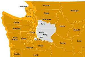 Areas of the declared drought emergency are in orange. (Washington Department of Ecology) 20210714