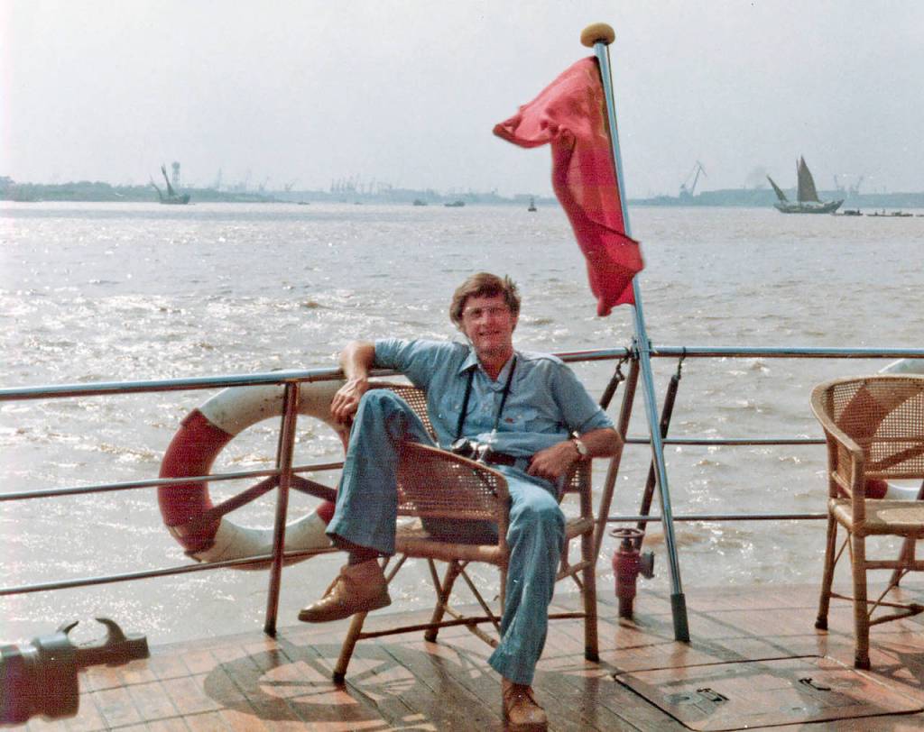 Bob Anderson on a ferry on the Yangtze River during a trip to China, a country he visited often to build cultural and trade relations with. (Courtesy of the Anderson family)
