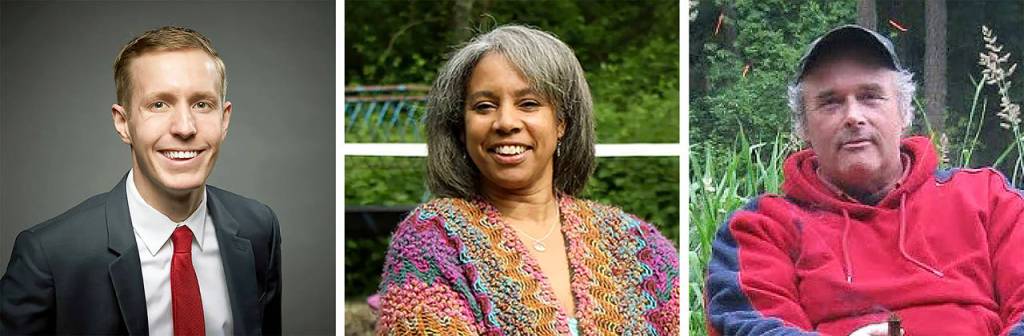 Snohomish County Council candidates, from left: Nate Nehring, Nicole Ng-A-Qui and Richard Yust.