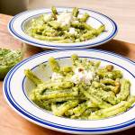 Lime and pistachios add bright, sweet flavor to this pesto. MUST CREDIT: Bloomberg photo by Kate Krader