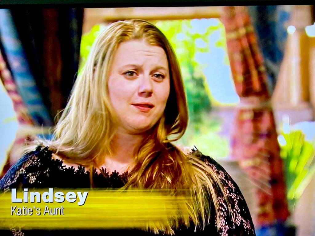 Katie Thurstons aunt Lindsey got a lot of social media attention for grilling her beau on the finale of The Bachelorette. (ABC)