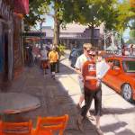 Market Day in Edmonds, an oil painting by Robin Weiss, is featured on this years Edmonds Arts Festival poster.