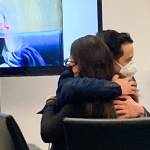 Anthony Zayas hugs defense attorney Samantha Sommerman after a jury acquitted the former sheriffs deputy of third-degree child rape on Monday in Everett. (Herald staff)