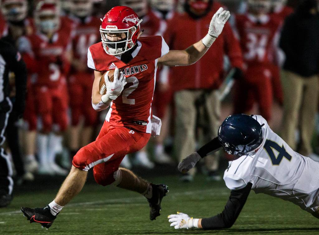 Jordan Velasquez is a key two-way player for Marysville Pilchuck. (Olivia Vanni / The Herald)