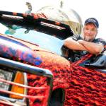 Russell Struck, 63, started decorating his Chevy L5 about five years ago and never stopped and lives in his truck part-time. (Kevin Clark / The Herald)