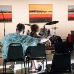 People wait for Sylvi to perform at the Schack Art Center during the first night of Fishermans Village Music Festival on Thursday in Everett. (Olivia Vanni / The Herald)