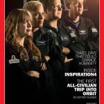 The crew of the Inspiration4 orbital mission of SpaceX on the Aug. 23, 2021, cover of Time magazine. From left, Hayley Arceneaux of Memphis, Tennessee, Sian Proctor of Phoenix, Chris Sembroski of Everett and Jared Isaacman of Washington, New Jersey. (Time)