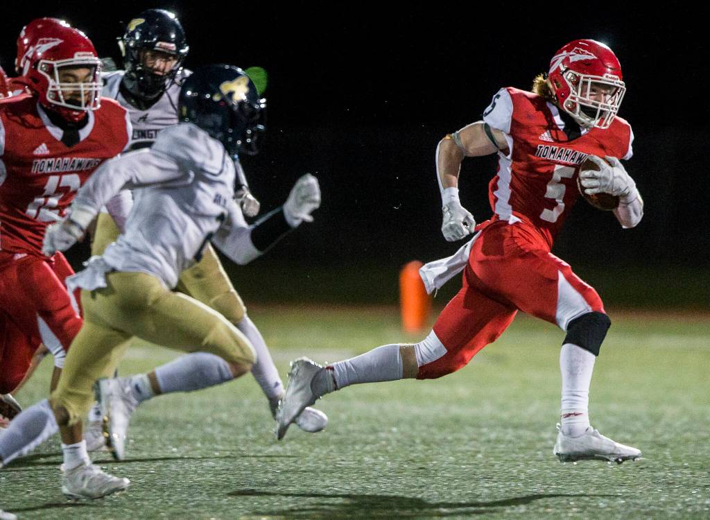 Dylan Carson and Marysville Pilchuck look to continue their dominance of crosstown rival Marysville Getchell in the Berry Bowl. (Olivia Vanni / The Herald)