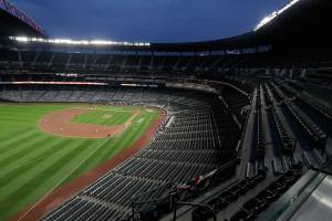 Empty seats are shown at T-Mobile Park during the eighth inning of a baseball game between the Seattle Mariners and the Oakland Athletics, Friday, July 31, 2020, in Seattle. Fans were not allowed in the ballpark for the Mariners' home opener due to the coronavirus outbreak. The Mariners won 5-3. (AP Photo/Ted S. Warren)