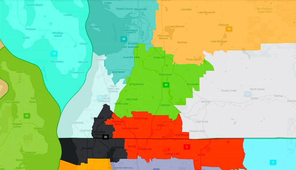 April Sims draft Legislative District map. (Washington State Redistricting Commission)