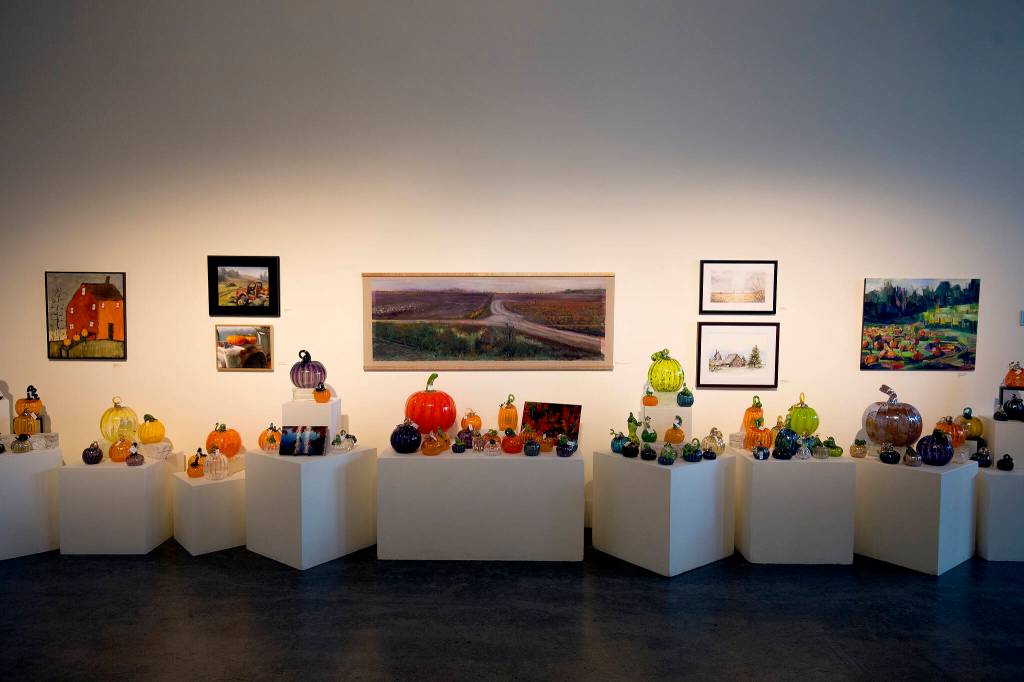 More than 1,000 glass pumpkins were made for this years Schack-toberfest, Everetts glass pumpkin patch and harvest art festival, at the Schack Art Center. (Andy Bronson / The Herald)