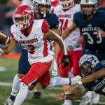 Gaylan Gray and Marysville Pilchuck rolled to a stunning rout of Glacier Peak on Friday night, turning a showdown of state-ranked teams into a beatdown of epic proportions. (Olivia Vanni / The Herald)