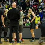 Seattle Storms Sue Bird becomes emotional during an interview after the Storm lost their second-round, single elimination playoff game against the Phoenix Mercury at Angel of the Winds Arena on Sunday in Everett. (Olivia Vanni / The Herald)