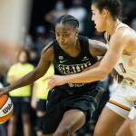 Seattle Storms Jewell Loyd drives to the hoop during the second-round, single elimination playoff game against the Phoenix Mercury at Angel of the Winds Arena on Sunday in Everett. (Olivia Vanni / The Herald)