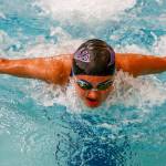 Kamiaks Sophia Ryu competes in the 100-yard butterfly at Kamiak High School in Mukilteo on Sept. 21. (Kevin Clark / The Herald)