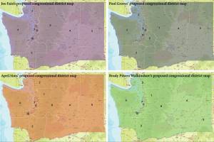 Four congressional redistricting map proposals were released Tuesday. (Washington State Redistricting Commission)