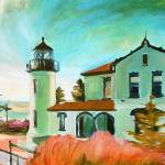 See oil paintings by Timothy Haslet, such as Admiralty Head Lighthouse at the Penn Cove Gallery in Coupeville through Oct. 31.