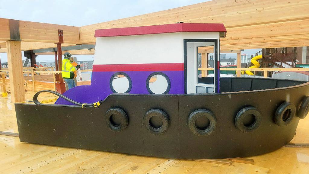 A 20-feet, 4,000 pounds steel model tugboat will be the centerpiece of a new exhibit about the ports role in Snohomish County at an expansion of the Imagine Childrens Museum in Everett. (Imagine Childrens Museum)