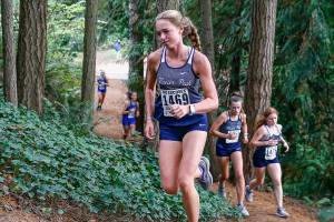 Glacier Peak's Adisen Stratton competes in a meet Wednesday afternoon at Hamlin Park in Seattle on October 6, 2021. (Kevin Clark / The Herald)