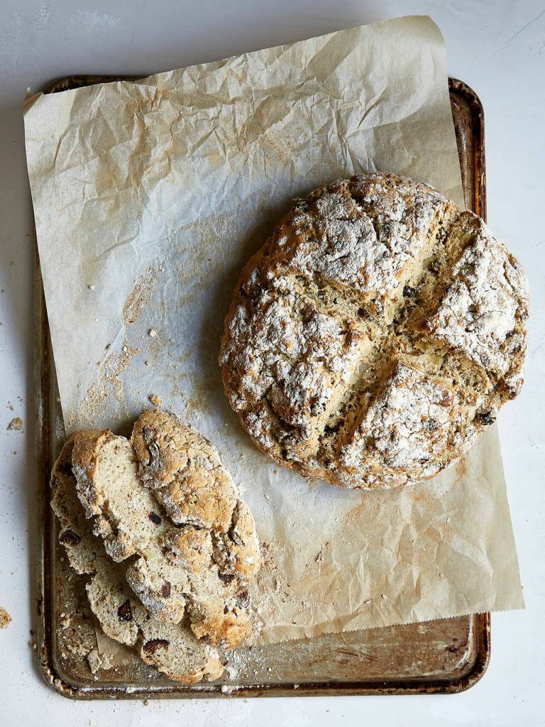 This fig and caramelized onion soda bread is made with oat and buckwheat flour. (Aran Goyoaga)