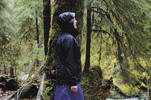 Both of these are by Erika Haugen-Goodman / WTA 
Caption could be something like "Good rain gear makes outdoor time safer and more fun, especially in the winter. And there are many good options out there, including rain wraps which some hikers prefer to rain pants.