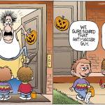 Halloween trick, anti-vaccer, measles, mumps, rubella, whooping cough, chickenpox, small poxtoon