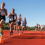 Kamiaks Emma Arceo, second in image, finishes 12th Saturday afternoon during the 4A District 1 Cross Country Championships at Lakewood High School in Arlington on October 30, 2021. (Kevin Clark / The Herald)