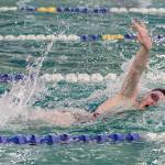 Snohomish's Mary Clark competes in the 50 Yard Freestyle during the swim meet against Glacier Peak on Tuesday, Oct. 19, 2021 in Snohomish, Wa. (Olivia Vanni / The Herald)