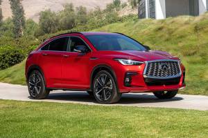 The 2022 Infiniti QX55 turbocharged four-cylinder engine delivers 268 horsepower and a 25 mpg rating for combined fuel economy. (Manufacturer photo)