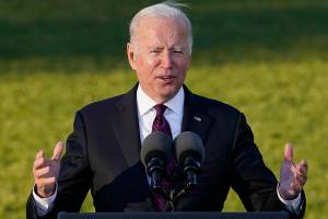 President Joe Biden speaks before signing the $1.2 trillion bipartisan infrastructure bill into law during a ceremony on the South Lawn of the White House in Washington, Monday, Nov. 15, 2021. (AP Photo/Susan Walsh)